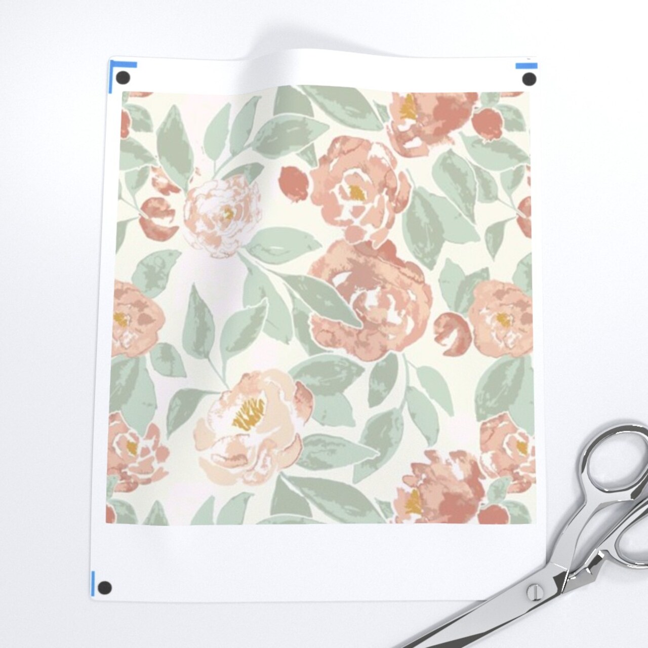 Watercolor Peony Blush Pink Sage Small Scale Delicate Botanical Modern Rose Floral Custom Printed Fabric by Spoonflower Various Fabrics by the Yard or Fat Quarter